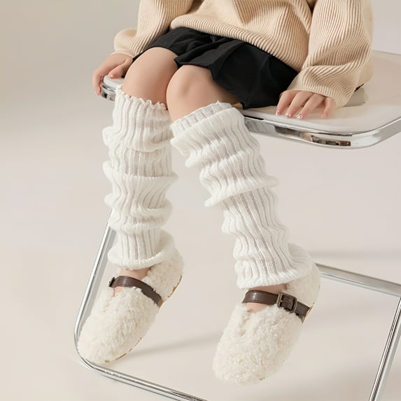 TELOLY Girls Leg Warmers Christmas Winter Leg Warmers Knit Solid Color Leg Warmers Knee High Leg Warmers for Kids Girls