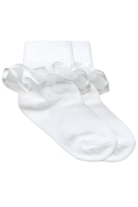 Girls Tutu Ruffle Frilly Princess Lace Trim Turn Cuff Socks White Frilly Socks 1 Pair Pack