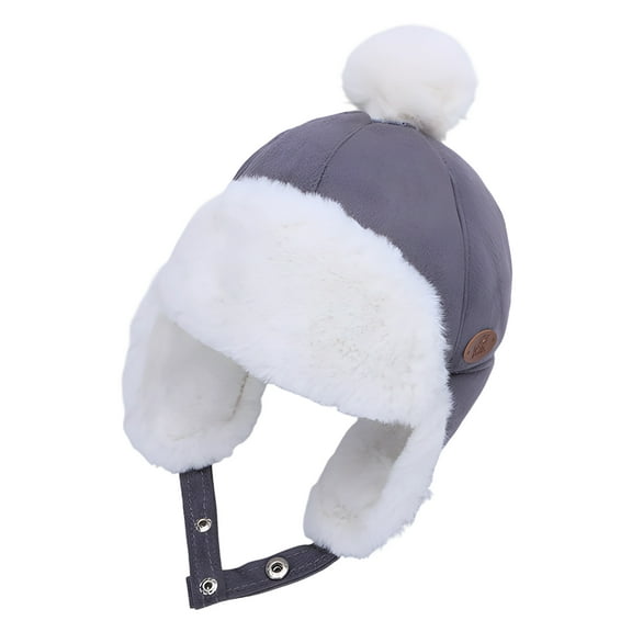 TELOLY Girls Winter Hat Cute Design Infant Winter Hat Adorable Appearance Trapper Hat Gray