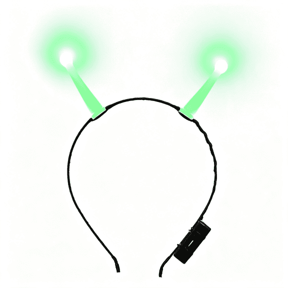 TELOLY Glowing Alien Headband Led Martian Light Up Antenna,7.07" Green Plastic Hairband,Space Theme Costume Accessories Halloween Party Favor Cosplay,Fun Alien Headband