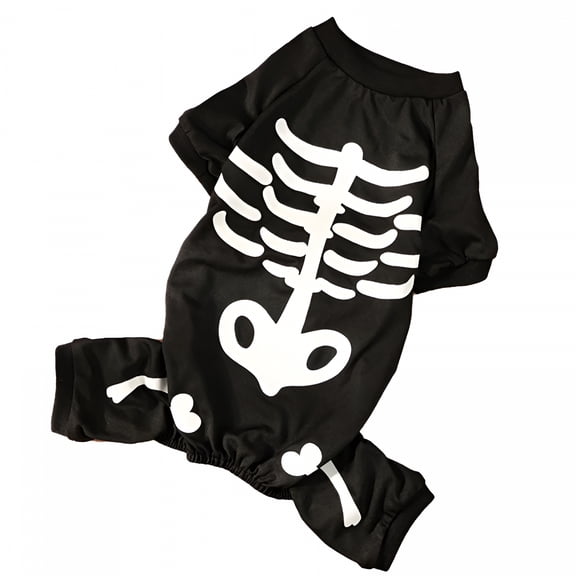 TELOLY Halloween Dog Costumes Glow-In-The-Dark Skeleton Cute Luminous Cosplay Suits for Small and Medium Dogs and Cats