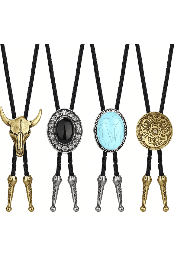 Handmade Bolo Tie for Men Western Cowboy Leather Necktie Halloween Costume Accessories for Men Women