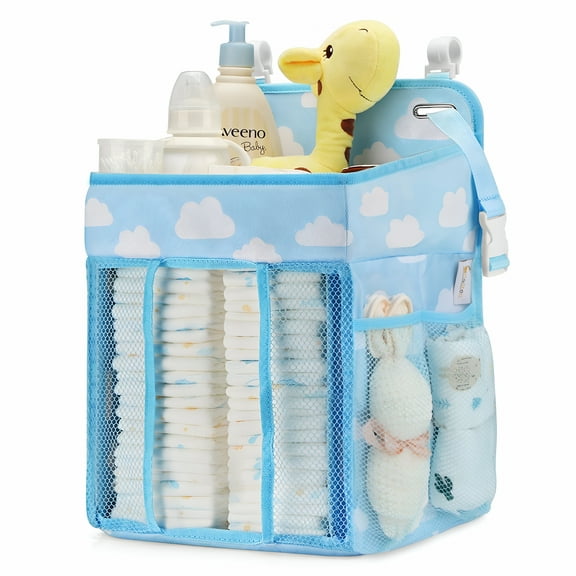 TELOLY Hanging Diaper Caddy Organizer - Diaper Stacker for Changing Table, Crib, Playard or Wall & Nursery Organization, Baby Shower Gifts for Newborn