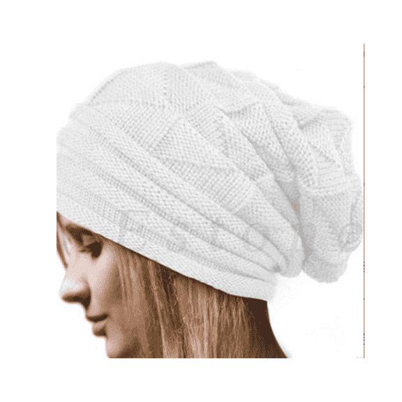 TELOLY Hat Elastic Beanies Knitted Womens Hats,White