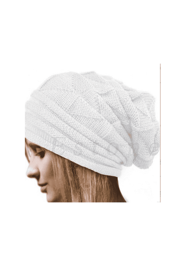 Hat Elastic Beanies Knitted Womens Hats,White