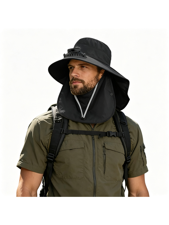Hat with Fan Unisex Usb and Solar Powered Fishing Brim Ventilador Wide Sunhat Outdoor Cooling Hats Hot Weather,Adjustable Bucket Hat for Summer