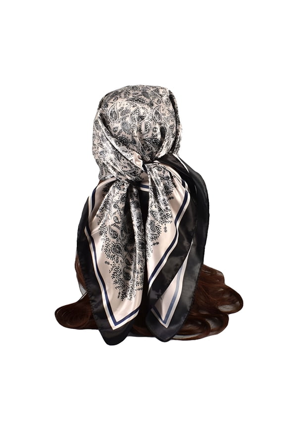 Head Scarf for Women Like Silk Satin Scarf for Hair Wrapping at Night Scarf for Sleeping 90CM Silk Square Scarf Hand Flower Turban Shawl Scarf Khaki One Size
