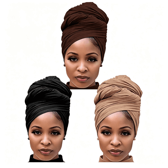 TELOLY Head Wraps for Black Women Stretch Head Scarf Long African Hair Wraps Turban Headwraps Jersey Headbands Head Wraps for Women