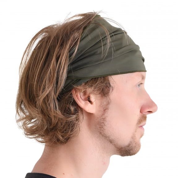 TELOLY Headbands for Men & Women  Japanese Style Head Wrap,Headband for Workout,Running,Yoga & Daily Wear,Multi Purpose Elastic Bandana Khaki