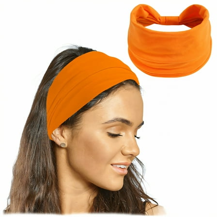 TELOLY Headbands for Women,Polyester Sweat Band,Gym Accessories for Women,Orange