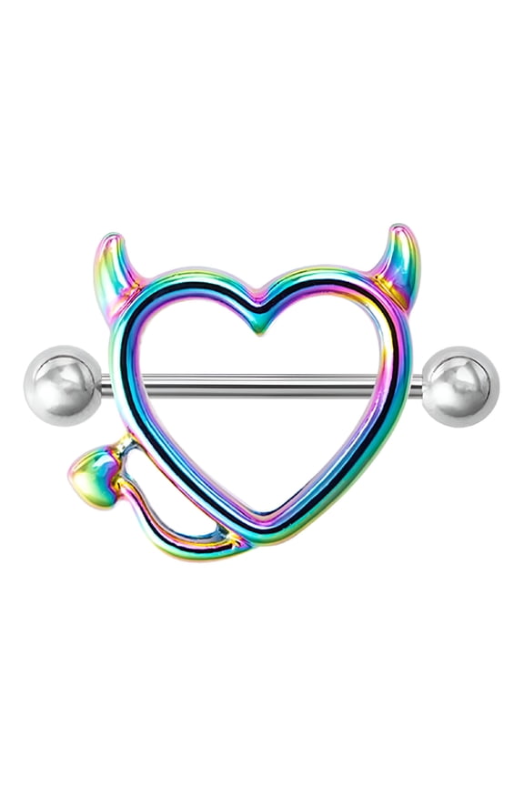 Heart Women OX Horn Nipple Piercing Breast Rings Stainless Steel Body Jewelry MULTICOLOR