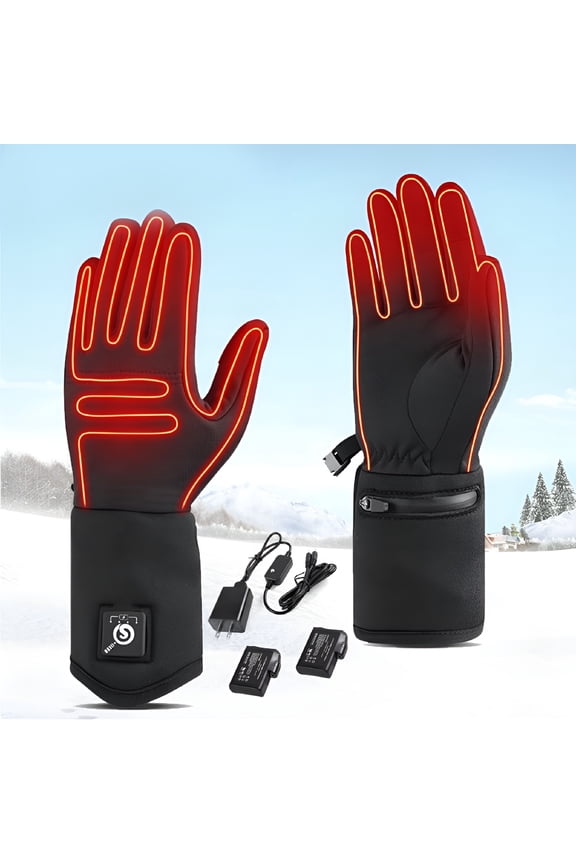 Heated Glove Liners for Men Women, Rechargeable Electric Battery Comfortable Thin Gloves Hand Warmer Black M/L
