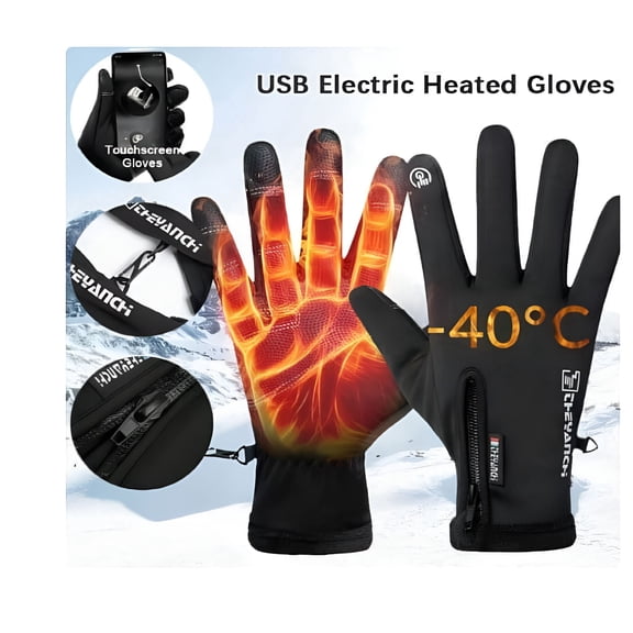 TELOLY Heated Gloves for Men Women USB Electric Touchscreen Warm Gloves for Motorcycle Skiing Skating Snow Hiking, XL