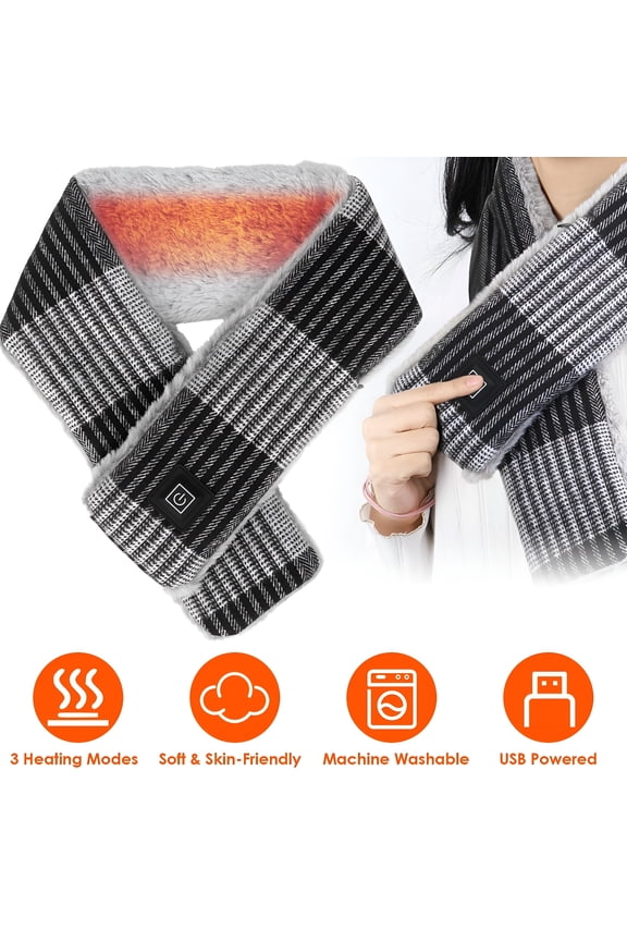 Heated Scarf for Men Women, Winter Electric Neck Warmer with 3 Heat Settings