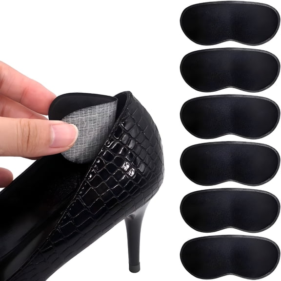 TELOLY Heel Grip Liners Insert for Shoes Too Big and Loose Shoes - Prevent Blisters, Self Adhesive Shoe Heel Cushion Pads for Men and Women 3 Pair (Black)