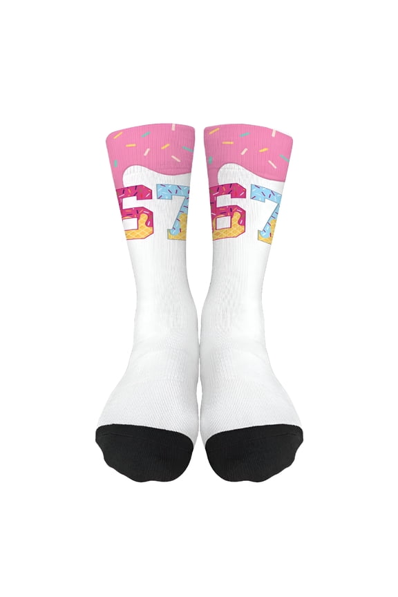 Ice Cream Drip Meme Funny Funny Number Half Calf Sock for Mom Funny Creams Drips Baseball Socks Pink Funny Sock