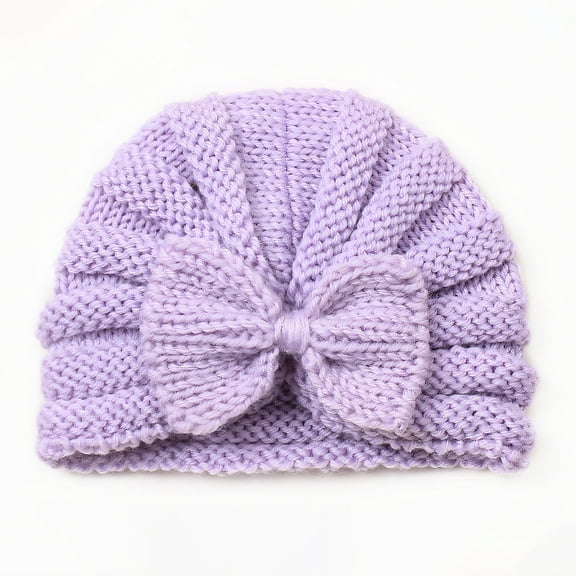 TELOLY Infant Hat,Stylish Bow Detail Baby Girl Hats,Sweet Infant Look Toddler Girl Hat,Purple