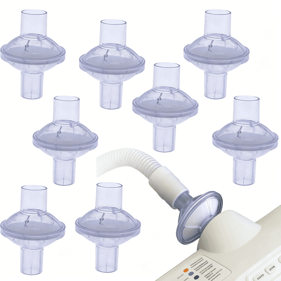 TELOLY Inline 8-Pack Cpap Filters Disposable Universal Fit for Cpap & Bipap Machines Compatible with Standard and Heated Tubing Individually Sealed Cpap Accessories