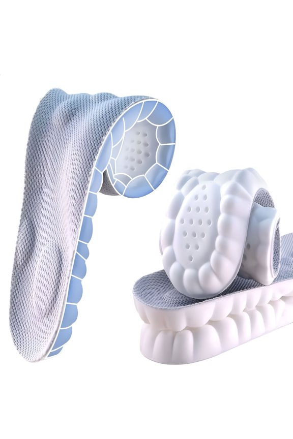 Insoles for Women and Men, Cloud Soles, Anti-Fatigue, Shock Absorption, Foot Pain Relief (Gray, L)