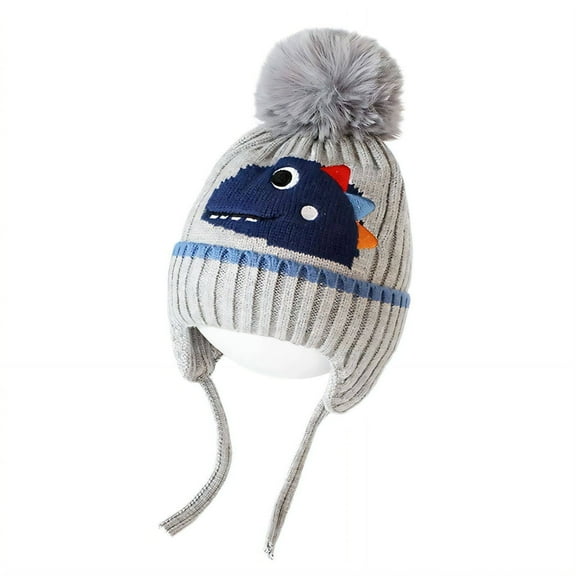 TELOLY Kids Beanie,Comfortable Soft Fabric Boys Winter Hat,Cute Cartoon Design Kids Winter Hat,Dark Blue
