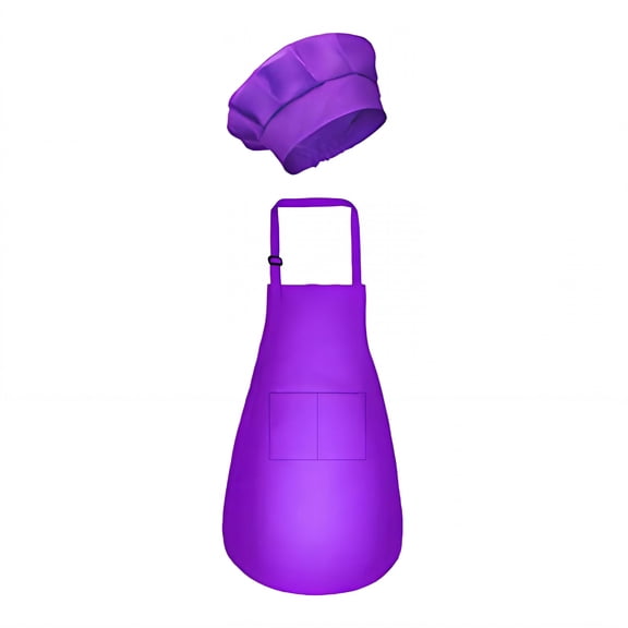TELOLY Kids Chef Hat and Apron Set Ages 6-14, Purple Polyester