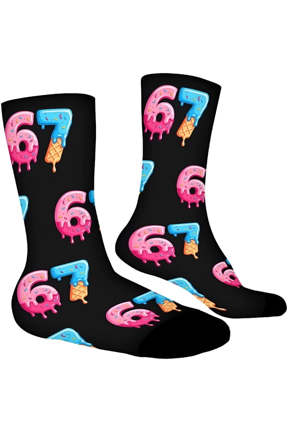 Kids Christmas, Ice Cream,6 7 Meme Novelty Six Seven Crew Socks Funny Gifts for Boys Girls Men Women
