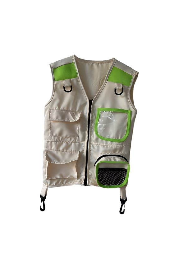 Kids Explorer Vest Cargo Vest for Fishing Halloween Birthday Gift Boys Girls Green
