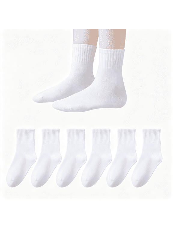 Kids Seamless Socks Boys Girls Cotton Athletic Socks School Ankle Socks with Retro Stripes 6 Pack Seamless Socks for Kids