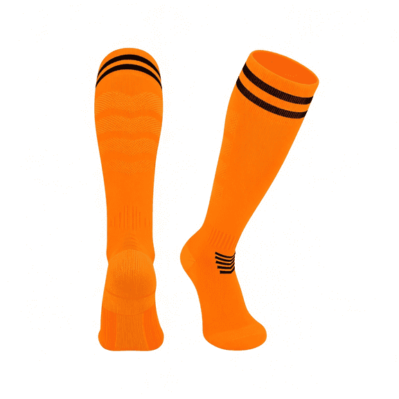 TELOLY Kids Soccer Socks Youth Baseball Socks Men Women Softball Sock for Girls Boys Football Sock Men Team Sports Accessory Breathable Moisture-Wicking Orange Soccer Socks