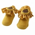 thumbnail image 1 of TELOLY Kids Socks,12-24 Months Ruffle Socks,Thin for Spring & Fall Lace Socks,Yellow, 1 of 1