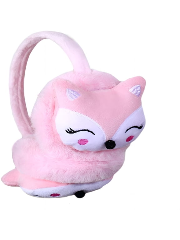 Kids Winter Earmuffs Plush Warm Cute Fox Ear Warmers Earflap Cartoon Earmuff for Boys Girls Toddlers