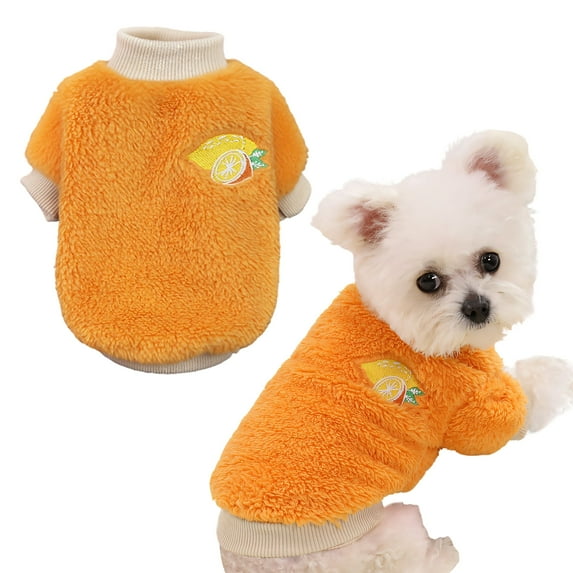 TELOLY Kitten Clothes,Polyester Dog Clothes for 8.82-11.02 Lbs for Cats and Dogs,Autumn and Winter Warm Orange Dog Costumes for Small Dogs,Orange,Xl