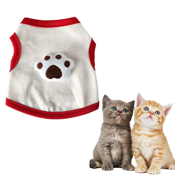 TELOLY Kitten Clothes,Polyester Dog Clothes for Small Dogs for 1.10-2.20 Lbs Kittens and Puppies,Palm Cotton Breathable Pet Costumes,White,Xs