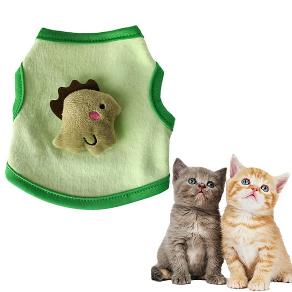 TELOLY Kitten Clothes,Polyester Puppy Clothes for 3.31-4.41 Lbs Kittens and Puppies,Dinosaur Cotton Breathable Dog Costumes for Small Dogs,Green,S