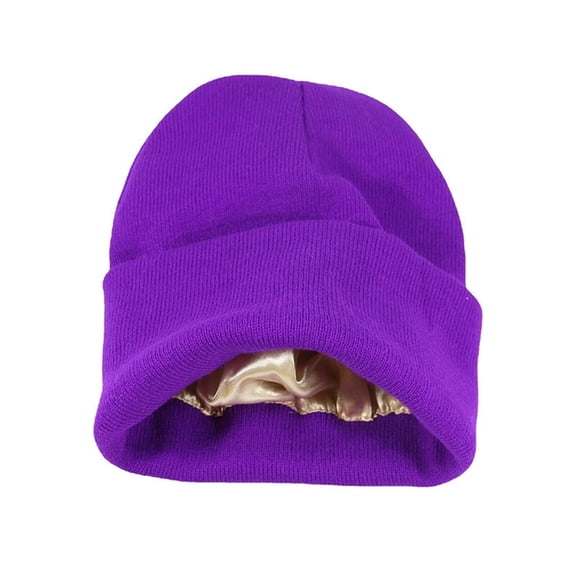 TELOLY Purple Knit Beanie - traditional Versatile Design, High-Density Knitting
