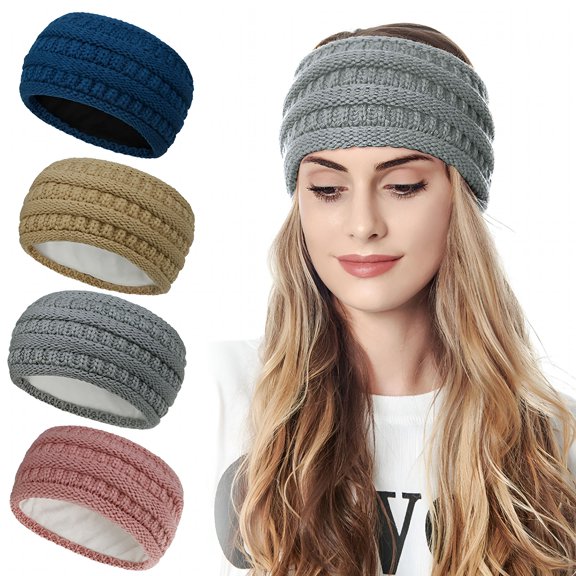 TELOLY Knit Headband Winter Ear Warmer Elastic Turban Head Wrap Crochet Hair Band for Women Girls Warm Wide-Brimmed Headwear Hair Hoop