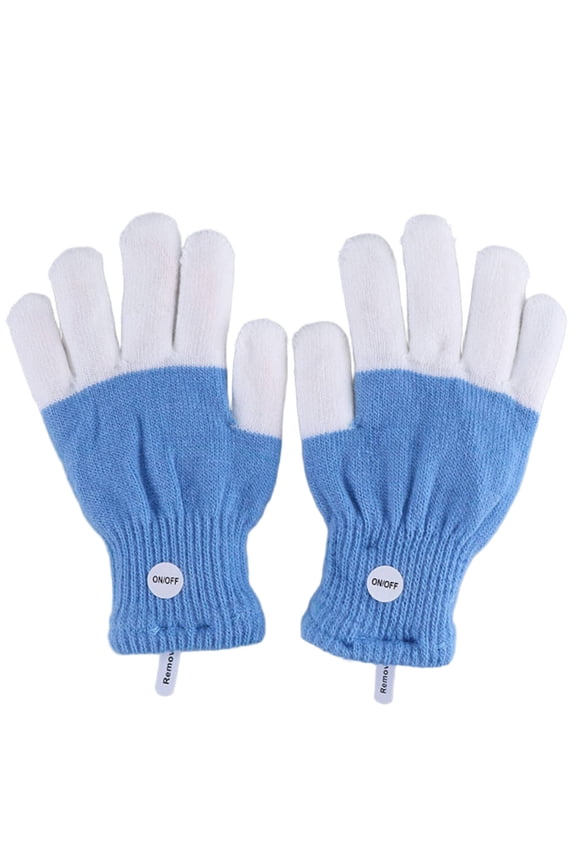 LED Gloves,Stunning Colorful Pattern Gloves with Lights for Outdoor Events and Carnivals,Creative Soft-Touch Gloves for Kids,Blue Half Finger