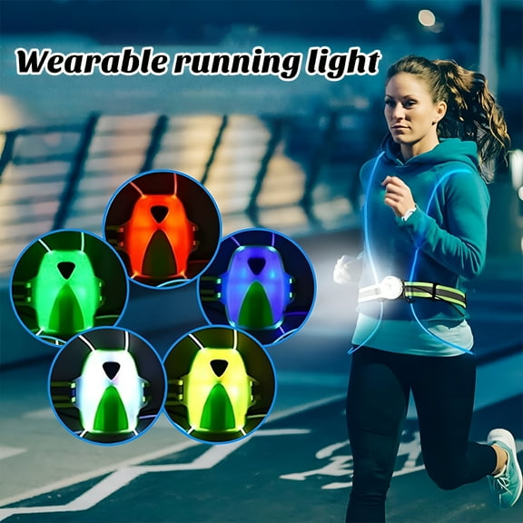 TELOLY LED Reflective Running Vest Light High Brightness Ultra-Light USB Rechargeable Wearable Reflective Night Light