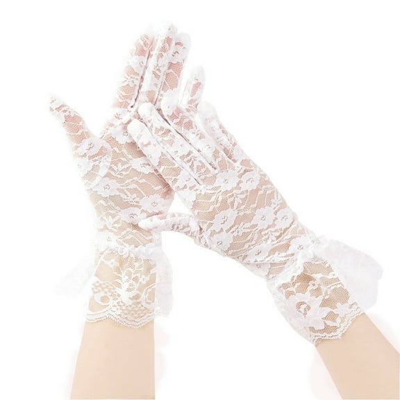 TELOLY Lace Gloves Full Flexibility Formal Gloves Warm Without Bulk Princess Gloves Anti-Static White
