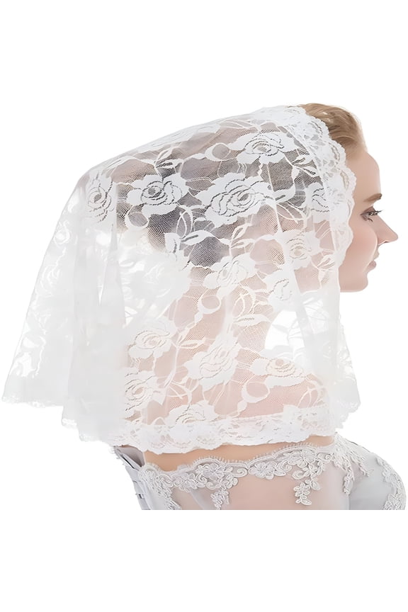 Lace Mantilla Catholic Church Veil Vintage Chapel Veils Mass Head Covering Triangle Lace Bridal Shawl Latin Scarf