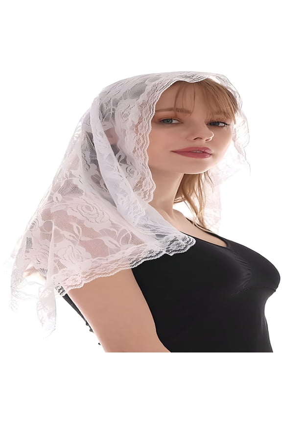 Lace Mantilla Catholic Church Veil Vintage Chapel Veils Mass Head Covering Triangle Lace Bridal Shawl Latin Scarf