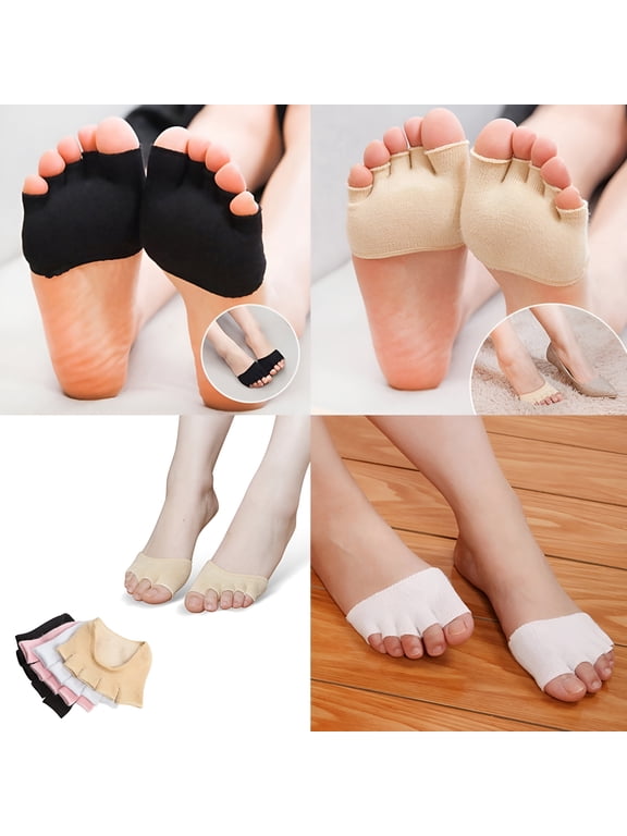 Ladies Ultra Short Breathable Five Toe Separator Open Toe Socks, Heelless Yoga Sandal Cotton Invisible Five Toe Socks