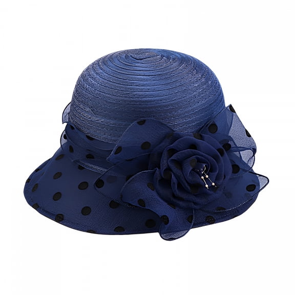 TELOLY Lady Derby Dress Church Bow Bucket Wedding Bowler Hats Wide Brim Sun Hat