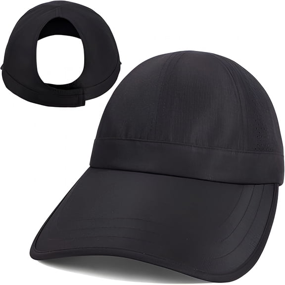 TELOLY Large Wide Brim Baseball Sun Hats for Women Mesh Quick Dry Sports Hat Outdoor Travel Beach Ponytail Cap