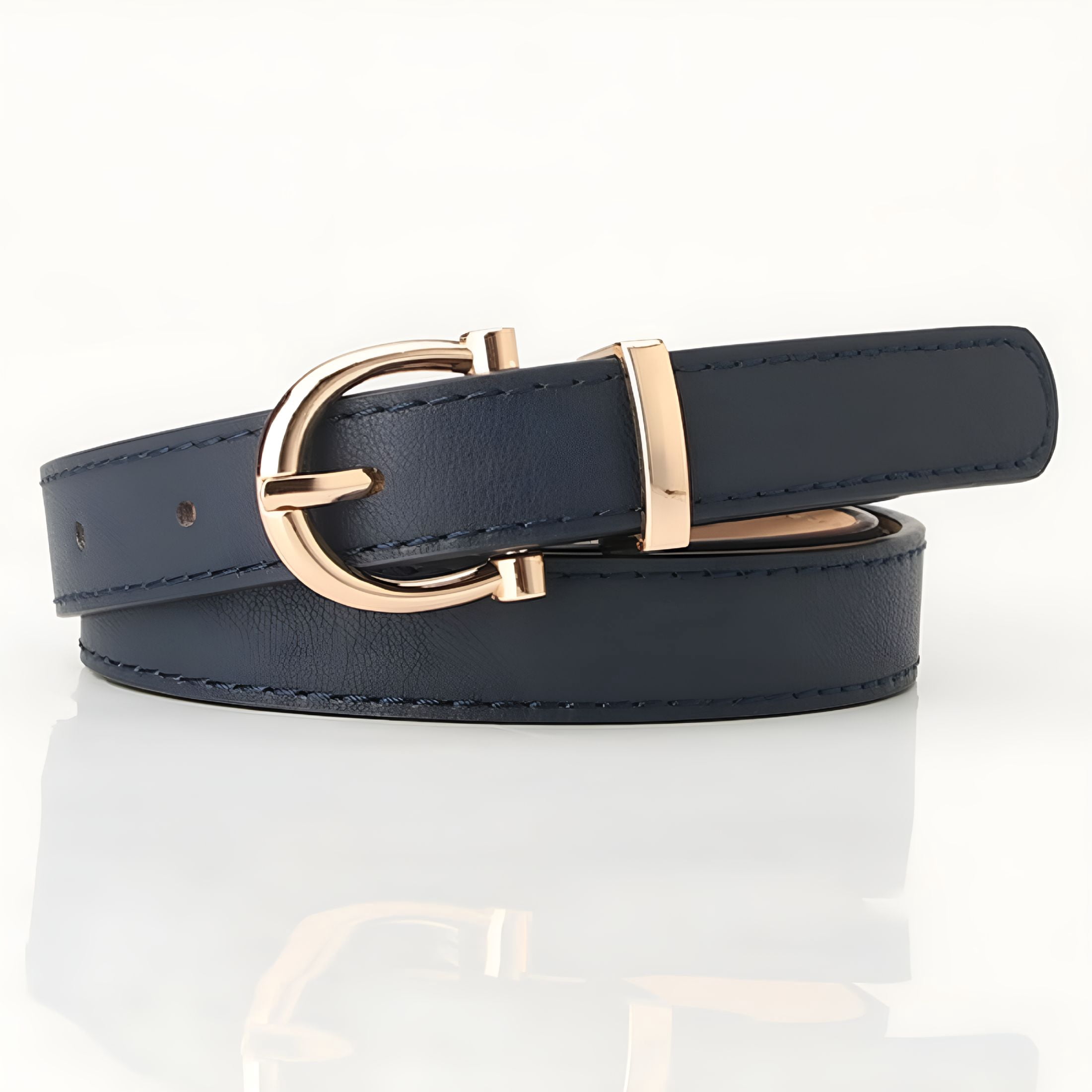 knee length dresses for ladies Nicoblu Tinsley Leather Belt in Croc-Embossed Navy XL main image 1