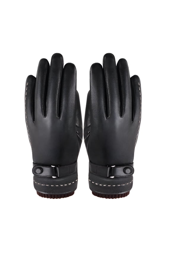 Leather Gloves for Men,Winter Sheepskin Leather Driving Gloves,Touchscreen Wool Fleece Lined Warm Gloves for Gift