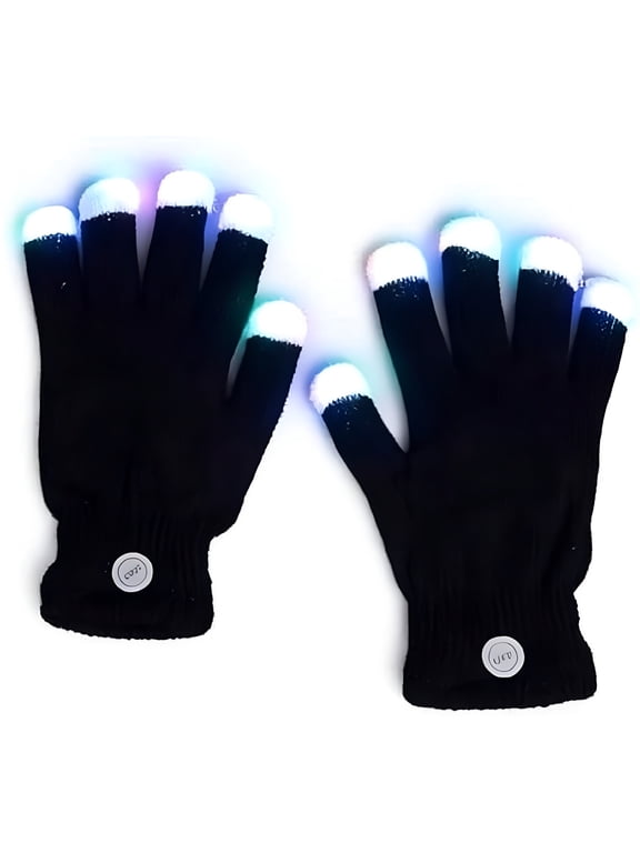 2026 New Led Half Finger Gloves,Lighted Gloves for Men,Rave Gloves with Lights 7 Colors for Adult Teens Light Shows,Raves,Festival,Party (Black-Half Finger)