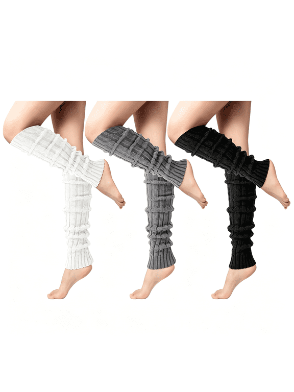 Leg Warmers for Women Cable Knit 80S Warm Long Socks Party Sports|1/2/3 Pairs Y2K Soft Fashion Accessories,Knee High Long Boot Socks,Ballet Dance Figure Skating Yoga,Junior Girls Women Gift