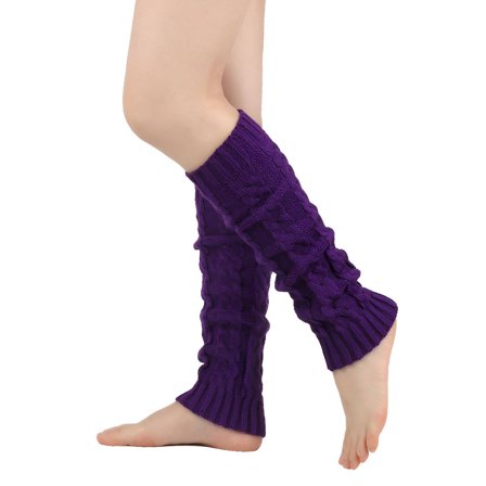 TELOLY Leg Warmers for Women Winter,Elastic Stretch Fit Knee High Socks for Women,Snug Non-Slip Wear Long Socks,Purple