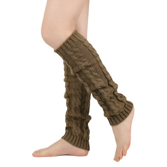 TELOLY Leg Warmers for Women Winter,Plush Insulated Feel Long Socks,Gentle Skin-Friendly Touch Boot Socks,Khaki